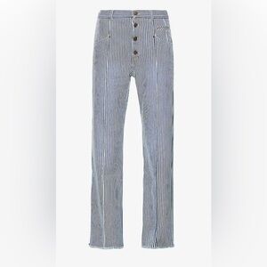 Isabel Marant Men's Navy and White Striped Jeans